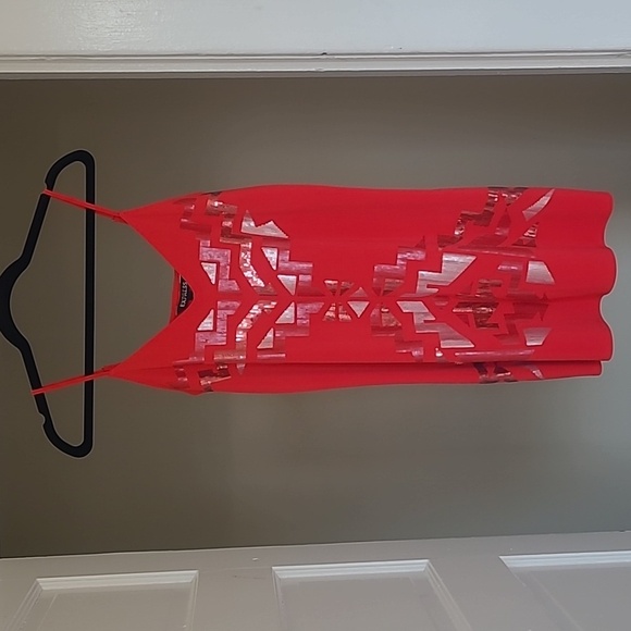 Express Sequin Aztec Art Deco Mini Slip Dress | Pink XS - Picture 10 of 11